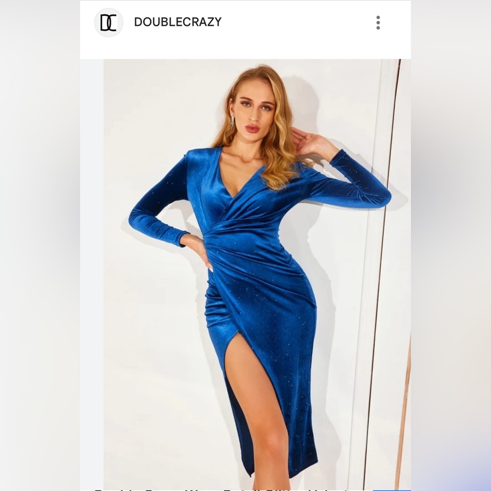 Double Crazy wrap detailed glitter velvet dress - new never worn